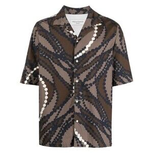 OFFICINE GENERALE Camp Shirt Mens XL Brown Button Up Short Sleeve EREN $340